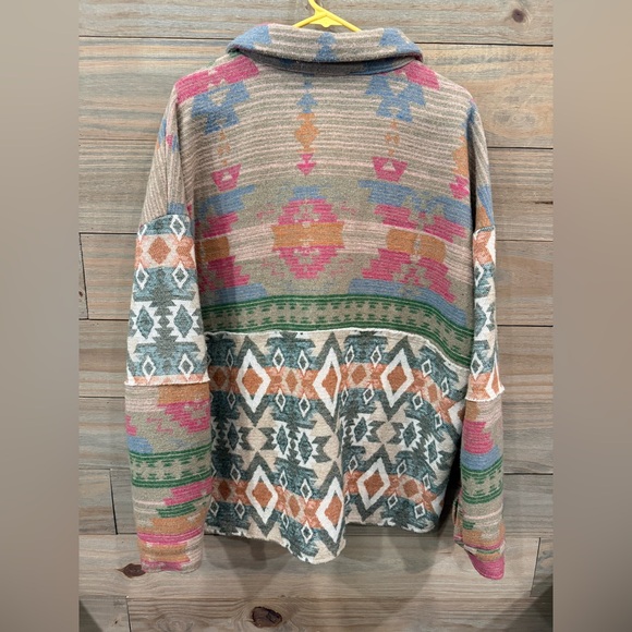 Easel Multicolor Aztec Pattern Sweater - Picture 3 of 3